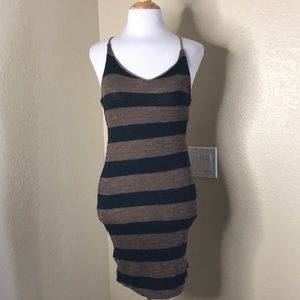A+ Ellen | Knitted Striped Bodycon Dress Lace Up M